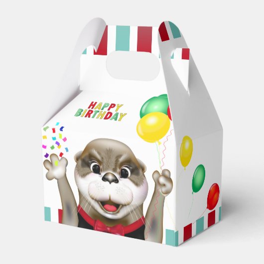Tuxedoのかわいいカワウソ |子供の誕生日パーティー フェイバーボックス (裏面サイド)