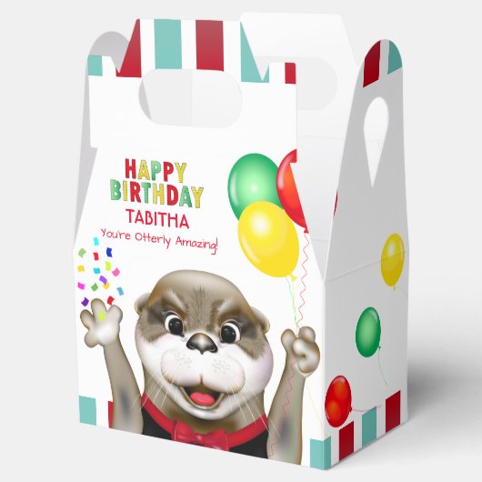 Tuxedoのかわいいカワウソ |子供の誕生日パーティー フェイバーボックス (オープン)