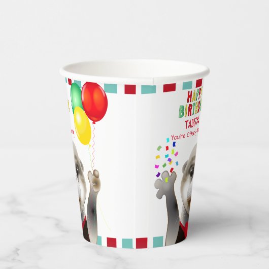 Tuxedoのかわいいカワウソ |子供の誕生日パーティー 紙コップ (右)