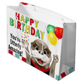 Tuxedoのかわいいカワウソ |誕生日 ラージペーパーバッグ (裏面アングル)