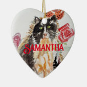 Tuxedoネコ白黒子供名装飾 セラミックオーナメント (右)