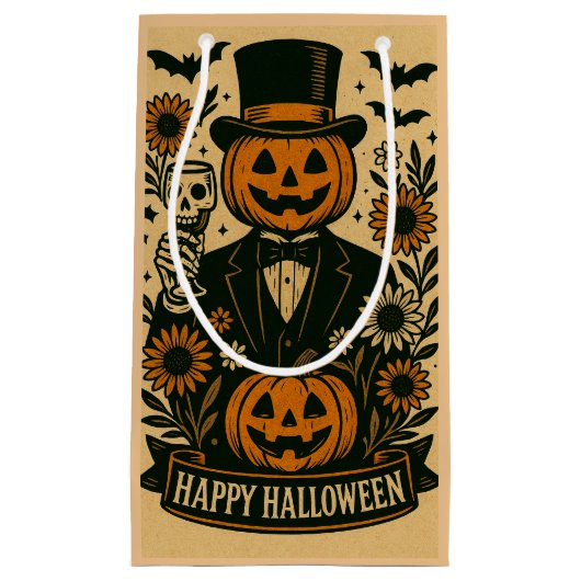 Tuxedoパーティーの不気味バッグのスケルトン スモールペーパーバッグ (正面)