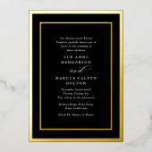 Tuxedoブラック書道金ゴールドフレーム結婚ズ 箔招待状 (正面)