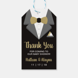 Tuxedoメッセージカード、ベビーシャワーラベル、フェイク金ゴールド ギフトタグ