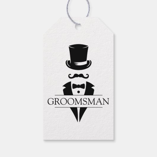 Tuxedo口ひげgroomsmenの複数形 ギフトタグ (裏面)