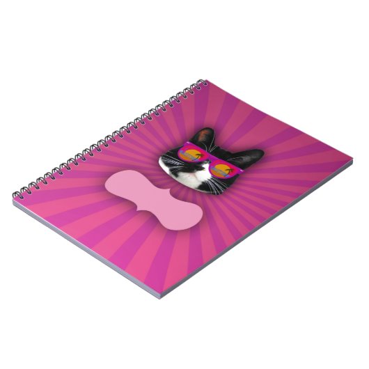 Tuxedo猫おもしろいを着たパーソナル化可能なサングラス ノートブック (左側)