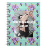 Tuxedo猫かわいいおもしろいフローラアクアハッピーノート ノートブック (正面)