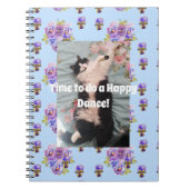 Tuxedo猫かわいいおもしろいフローラハッピーダンスノート ノートブック (正面)