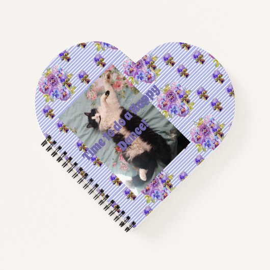 Tuxedo猫かわいいおもしろいフローラハッピーダンスノート ノートブック (正面)