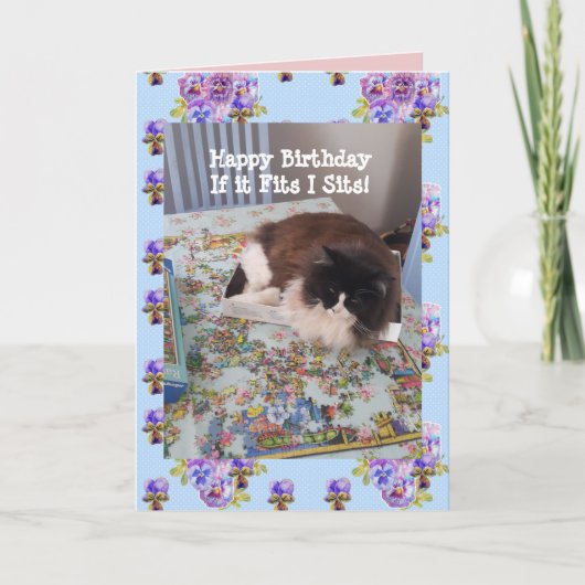 Tuxedo猫かわいいおもしろい猫を箱に入れた猫の猫カード カード (正面)