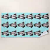 Tuxedo猫かわいいかわいらしアクアキャッツ水彩画Bea ビーチタオル (正面)