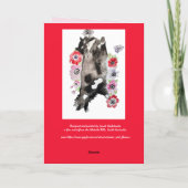 Tuxedo猫かわいいかわいらし花猫水彩車 カード (裏面)