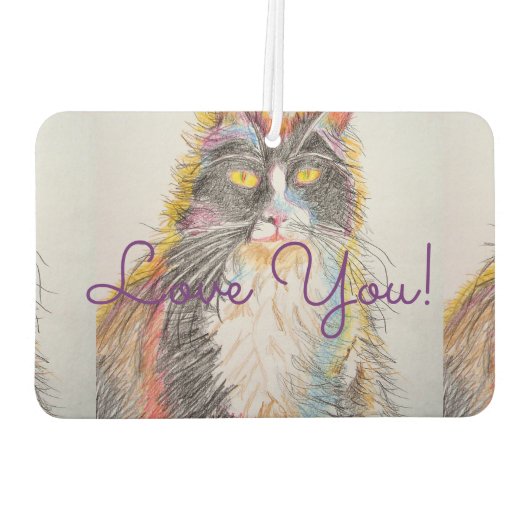 Tuxedo猫かわいい愛あなた名前カーエアーフレッシュナー カーエアーフレッシュナー (裏面)