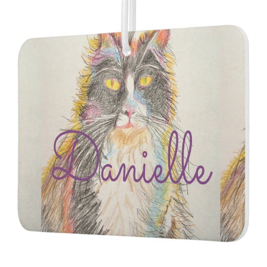 Tuxedo猫かわいい愛あなた名前カーエアーフレッシュナー カーエアーフレッシュナー (左)