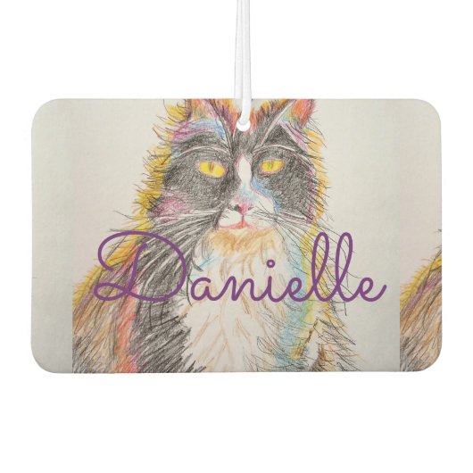 Tuxedo猫かわいい愛あなた名前カーエアーフレッシュナー カーエアーフレッシュナー (正面)