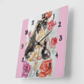 Tuxedo猫の猫アート動物子供ルーム時計 スクエア壁時計 (傾斜)