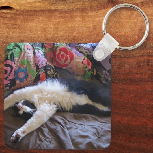 Tuxedo猫メおもしろいキシカン波かわいい誕生日鍵リ キーホルダー (裏面)