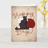Tuxedo猫 – 幸せな日 カード (黄色い花)