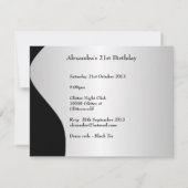 Tuxedo赤タイ21st誕生日パーティーブラック&シルバー 招待状 (裏面)