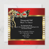 Tuxedo赤金ゴールドブラックタイマスカレーボール 招待状 (裏面)