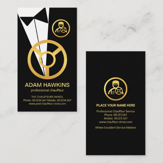 Tuxedo金ゴールドショーフールブトニエールボタン 名刺 (正面/裏面)