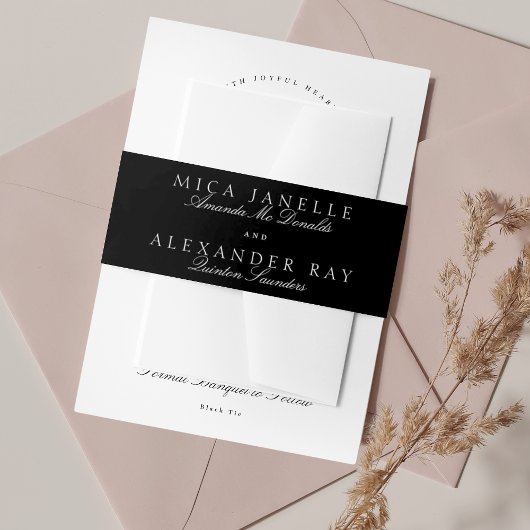 Tuxedo黒クラシック書フォーマル結婚の文字 招待状ベリーバンド