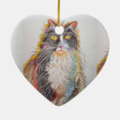 Tuxedo黒猫の愛あなた女性名の装飾 セラミックオーナメント (裏面)