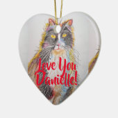 Tuxedo黒猫の愛あなた女性名の装飾 セラミックオーナメント (左)