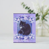 Tuxedo黒白キャットアートby Renee Lavoie ポストカード (スタンド正面)
