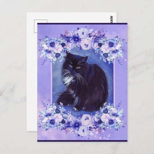 Tuxedo黒白キャットアートby Renee Lavoie ポストカード (正面/裏面)