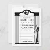 Tuxedo -アールデコ – 黒のRSVPカード 出欠カード (正面)