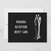 Tuxedo -アールデコ – 黒のRSVPカード 出欠カード (裏面)