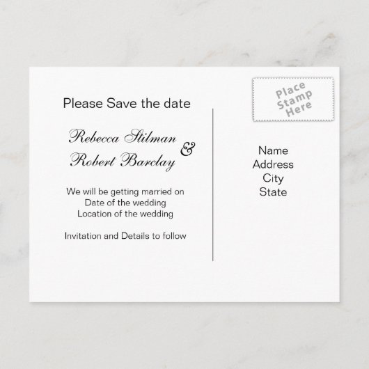 Tuxedo，銀色にガウン日付はがきを保存 案内ポストカード (裏面)