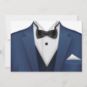 Tuxedo 60誕生日フォトスーツ海軍タイ金ゴールド 招待状 (裏面)