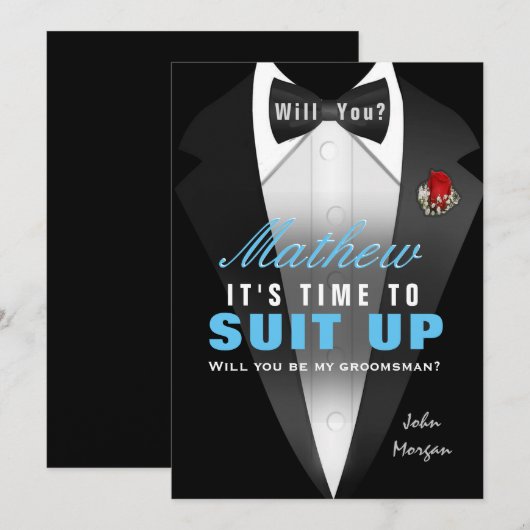 Tuxedo Be My Groomsman 招待状 (正面/裏面)