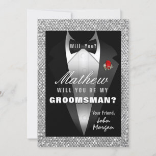 Tuxedo Be My Groomsman 招待状