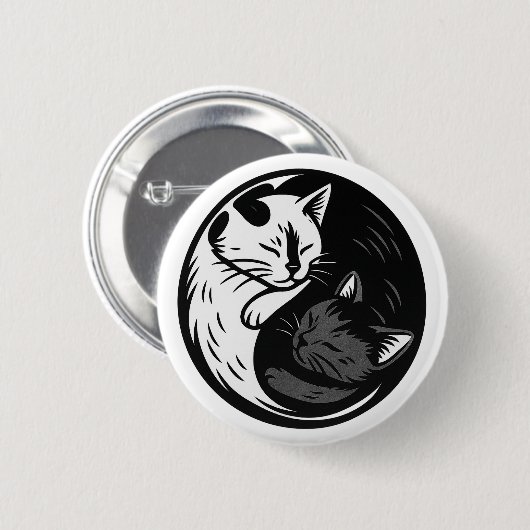 Tuxedo / Black Cat Yin Yang Button by Phil Elmore 缶バッジ (正面&裏面)