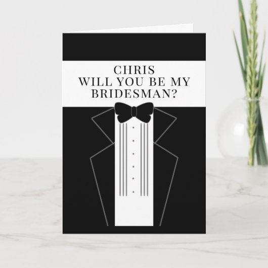 Tuxedo Bridesman Request Groomsmanカード 招待状 (正面)