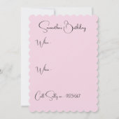 Tuxedo Catピンクの誕生日パーティーへの招待 招待状 (裏面)