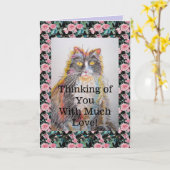 Tuxedo Cat可愛いおもしろいの考えYouカード カード (黄色い花)