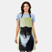 Tuxedo Cat 絵画's – かわいいオリジナル猫アート エプロン (着用した状態)