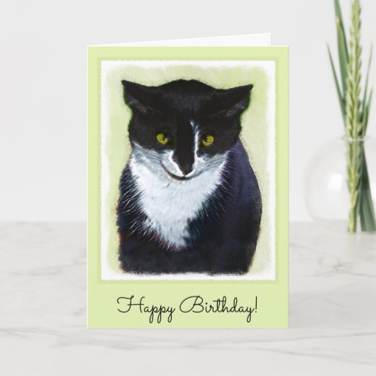 Tuxedo Cat 絵画's – かわいいオリジナル猫アート カード (正面)
