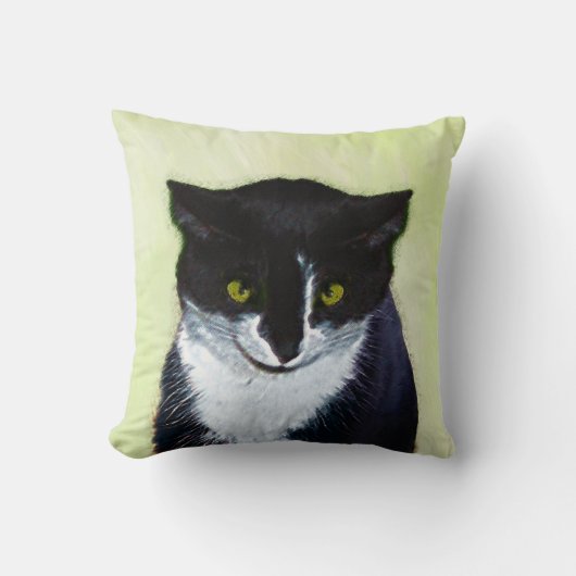 Tuxedo Cat 絵画's – かわいいオリジナル猫アート クッション (正面)