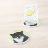 Tuxedo Cat 絵画's – かわいいオリジナル猫アート コースター (側面)