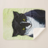 Tuxedo Cat 絵画's – かわいいオリジナル猫アート シェルパブランケット (正面(横))