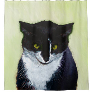 Tuxedo Cat 絵画's – かわいいオリジナル猫アート シャワーカーテン