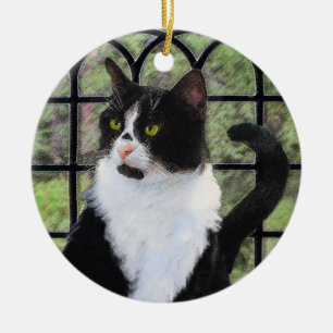 Tuxedo Cat 絵画's – かわいいオリジナル猫アート セラミックオーナメント
