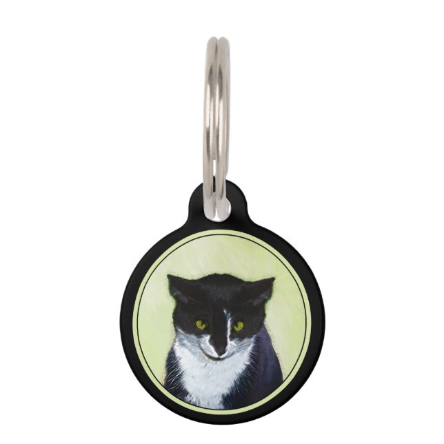Tuxedo Cat 絵画's – かわいいオリジナル猫アート ペット　ネームタグ (正面)