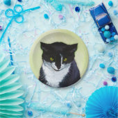 Tuxedo Cat 絵画's – かわいいオリジナル猫アート ペーパープレート (パーティー)