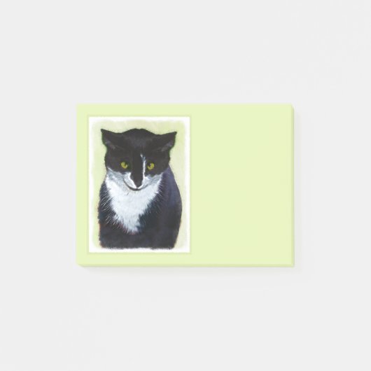 Tuxedo Cat 絵画's – かわいいオリジナル猫アート ポストイット (正面)